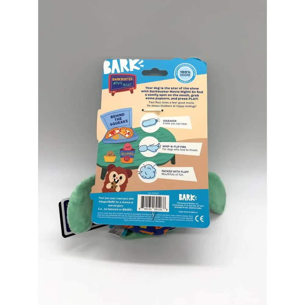 BARK BarkBox Paul Russ Walrus Dog Toy Barkbuster Movie Night Squeaky Plush NWT